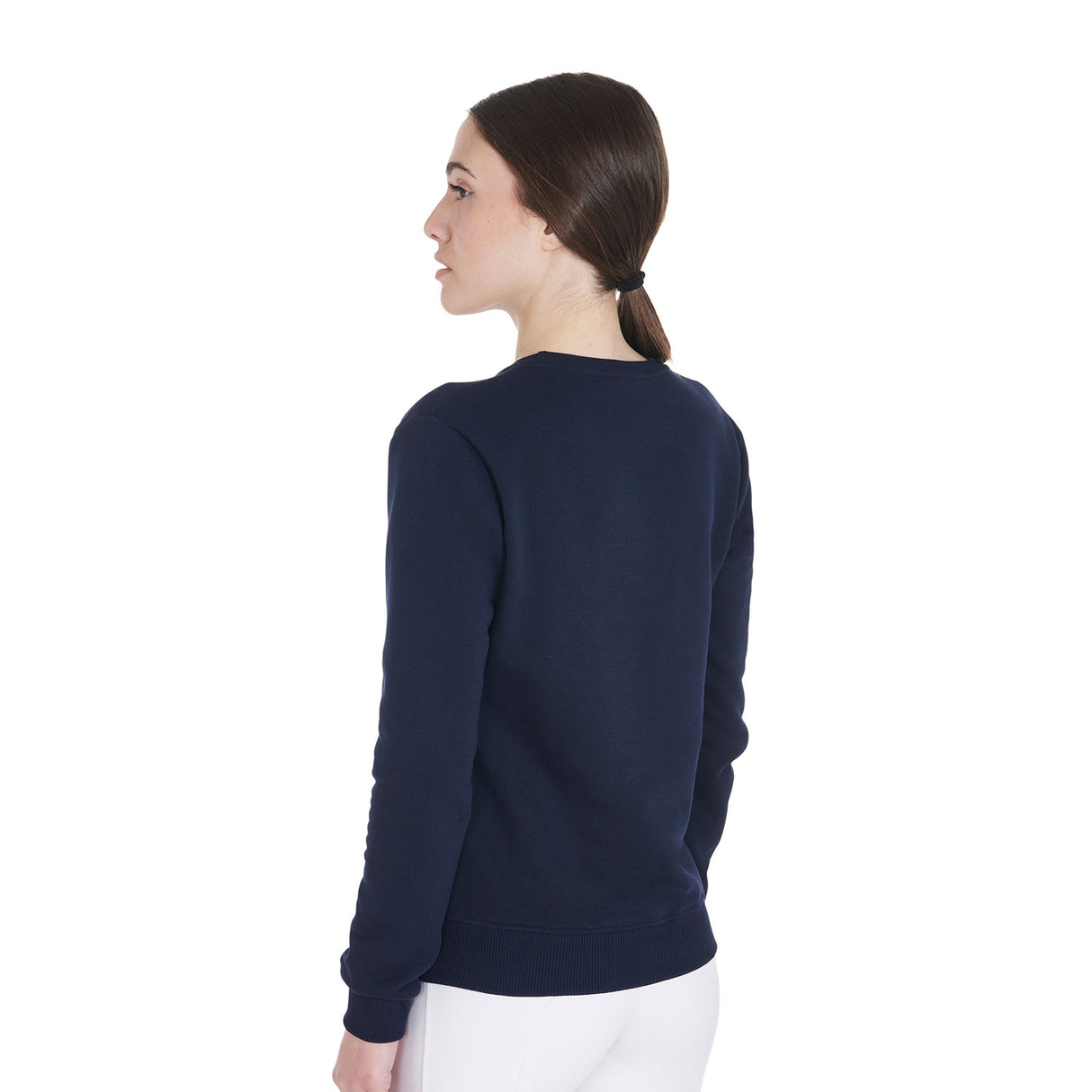 Equestro Women's Crewneck Sweatshirt With Central Logo #colour_blue
