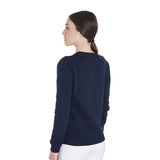 Equestro Women's Crewneck Sweatshirt With Central Logo #colour_blue
