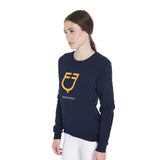 Equestro Women's Crewneck Sweatshirt With Central Logo #colour_blue