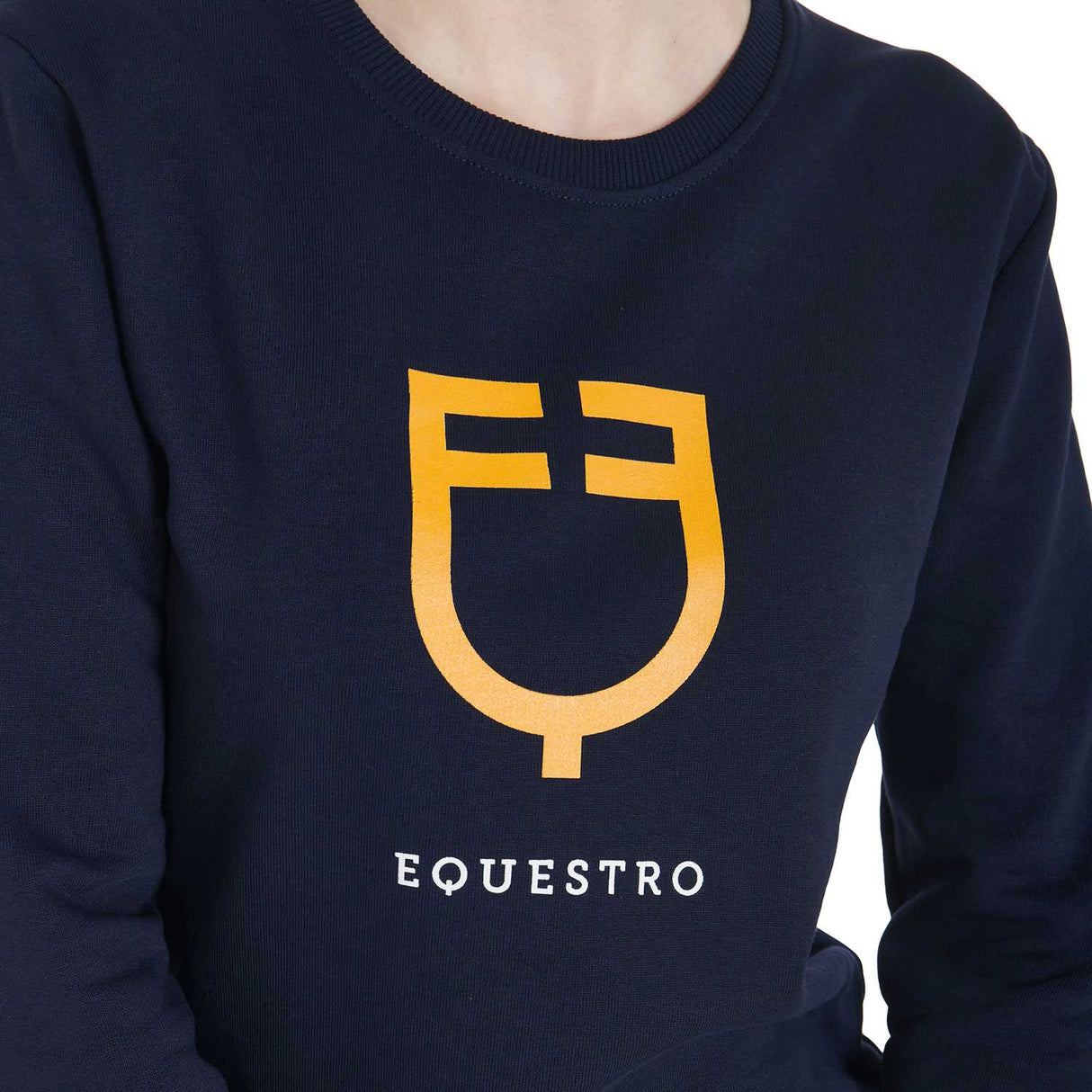Equestro Women's Crewneck Sweatshirt With Central Logo #colour_blue