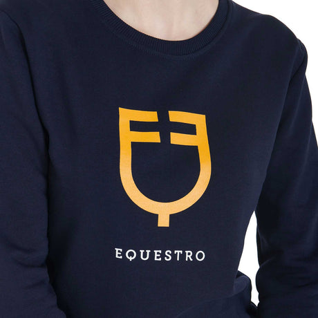 Equestro Women's Crewneck Sweatshirt With Central Logo #colour_blue