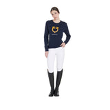 Equestro Women's Crewneck Sweatshirt With Central Logo #colour_blue