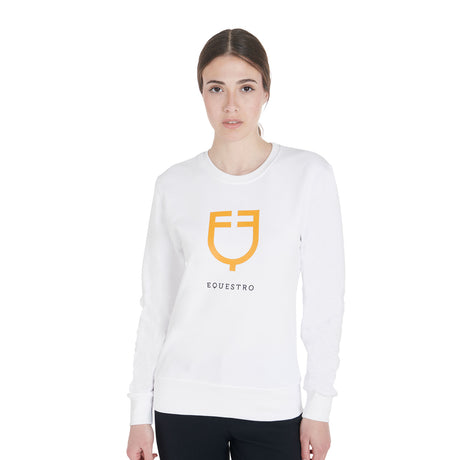 Equestro Women's Crewneck Sweatshirt With Central Logo #colour_white
