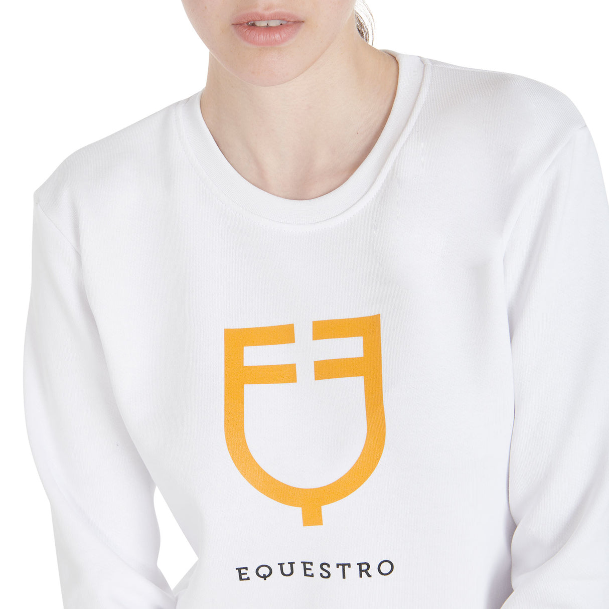 Equestro Women's Crewneck Sweatshirt With Central Logo #colour_white