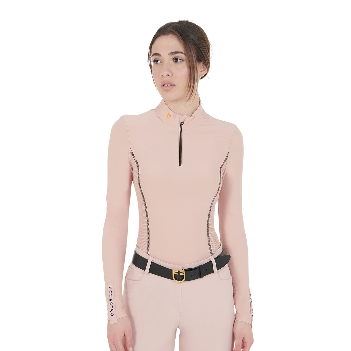 Equestro Women's Long-Sleeved Training Technical Polo Shirt