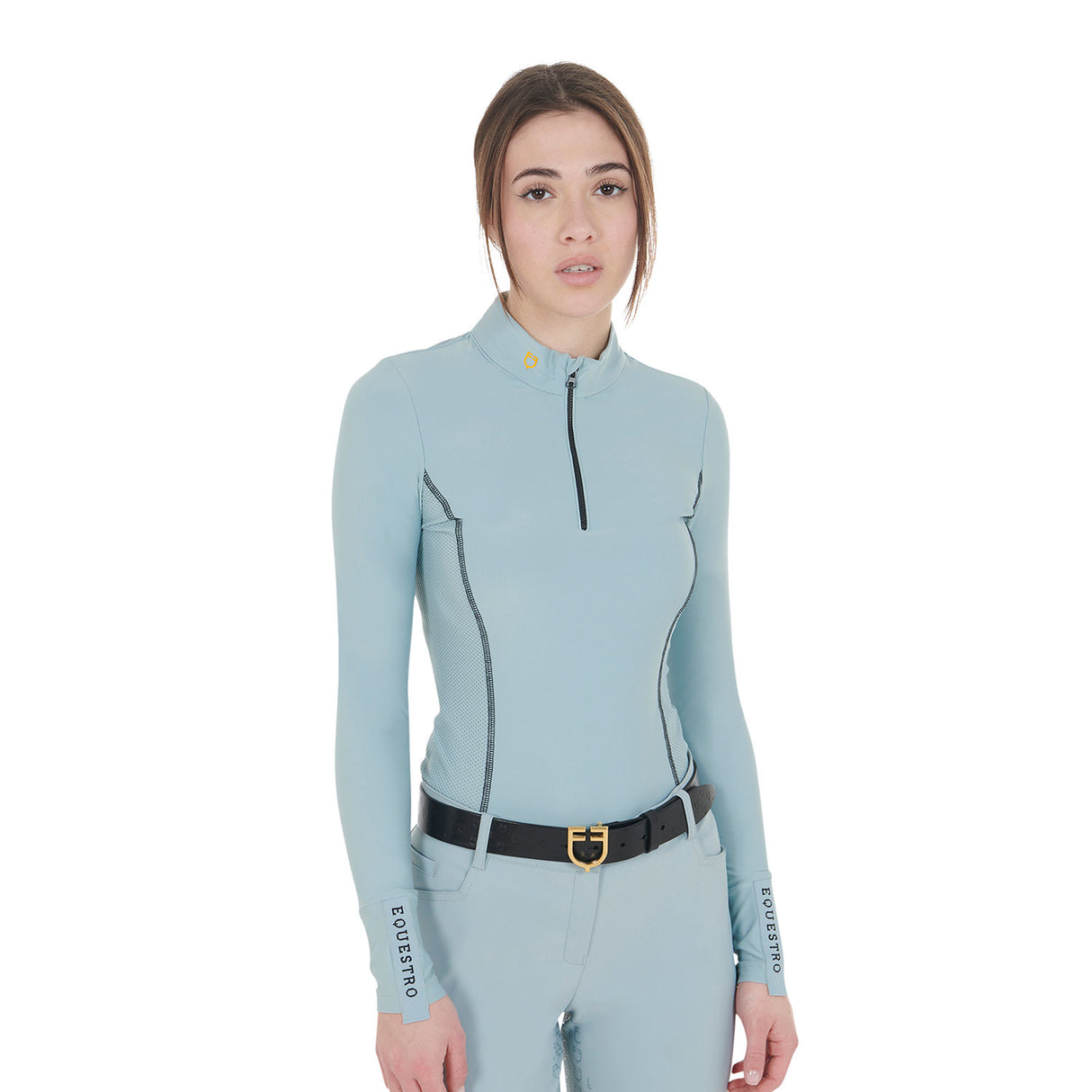 Equestro Women's Long-Sleeved Training Technical Polo Shirt