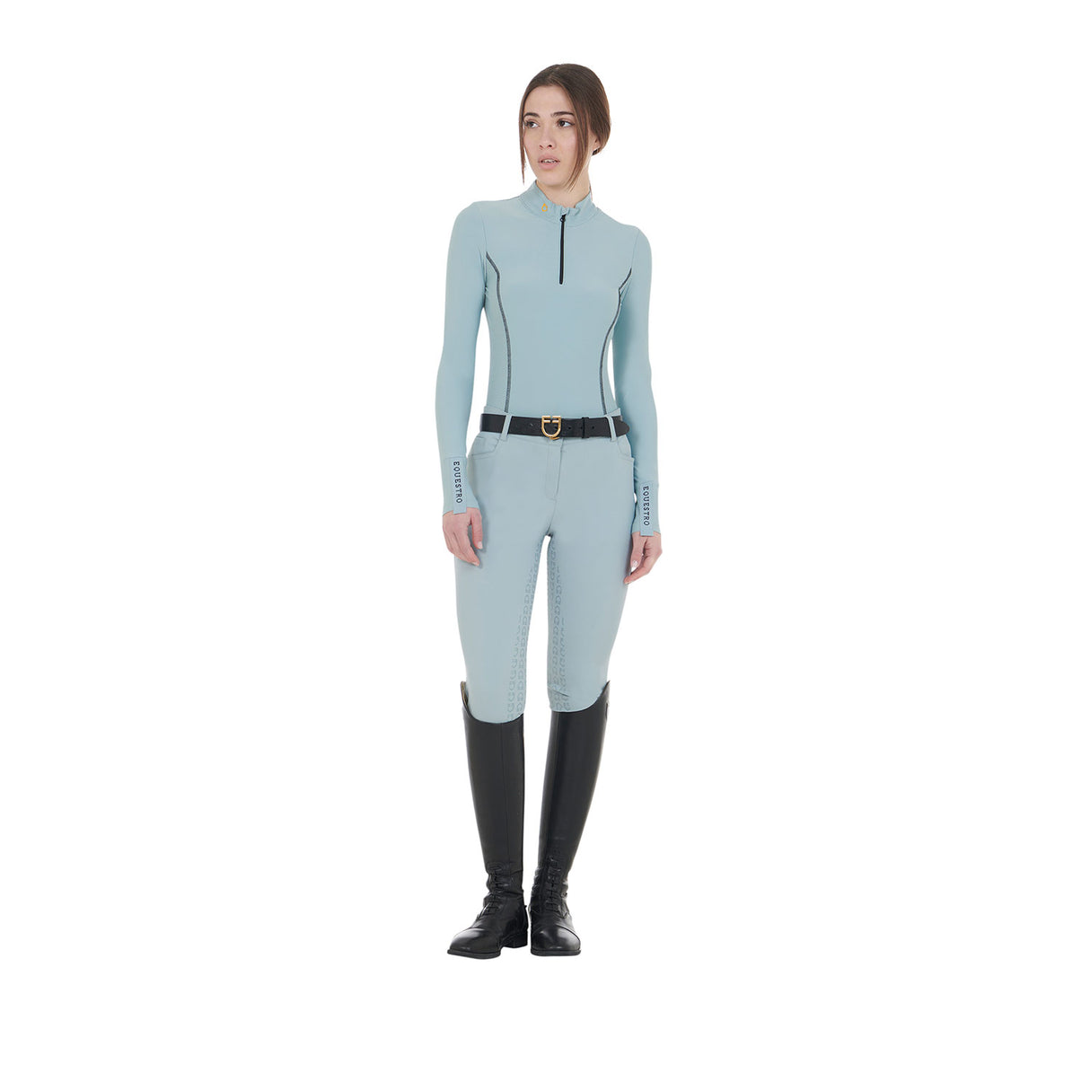 Equestro Women's Long-Sleeved Training Technical Polo Shirt