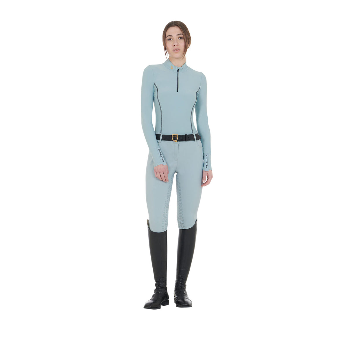 Equestro Women's Long-Sleeved Training Technical Polo Shirt