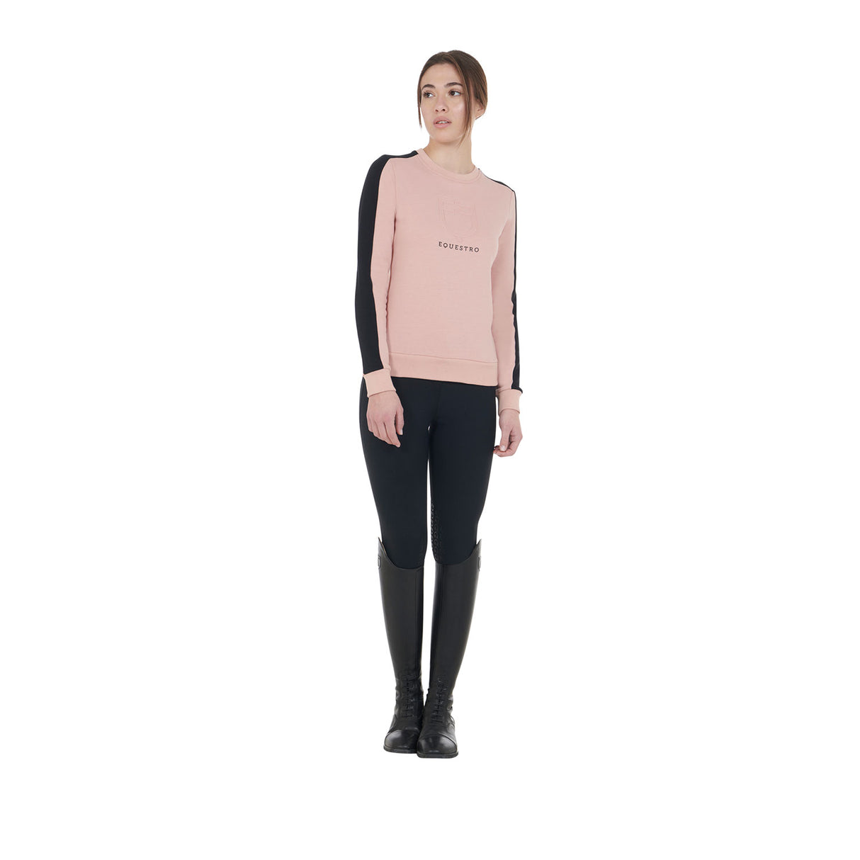 Equestro Women's Crewneck Sweatshirt With Printed Logo #colour_pink