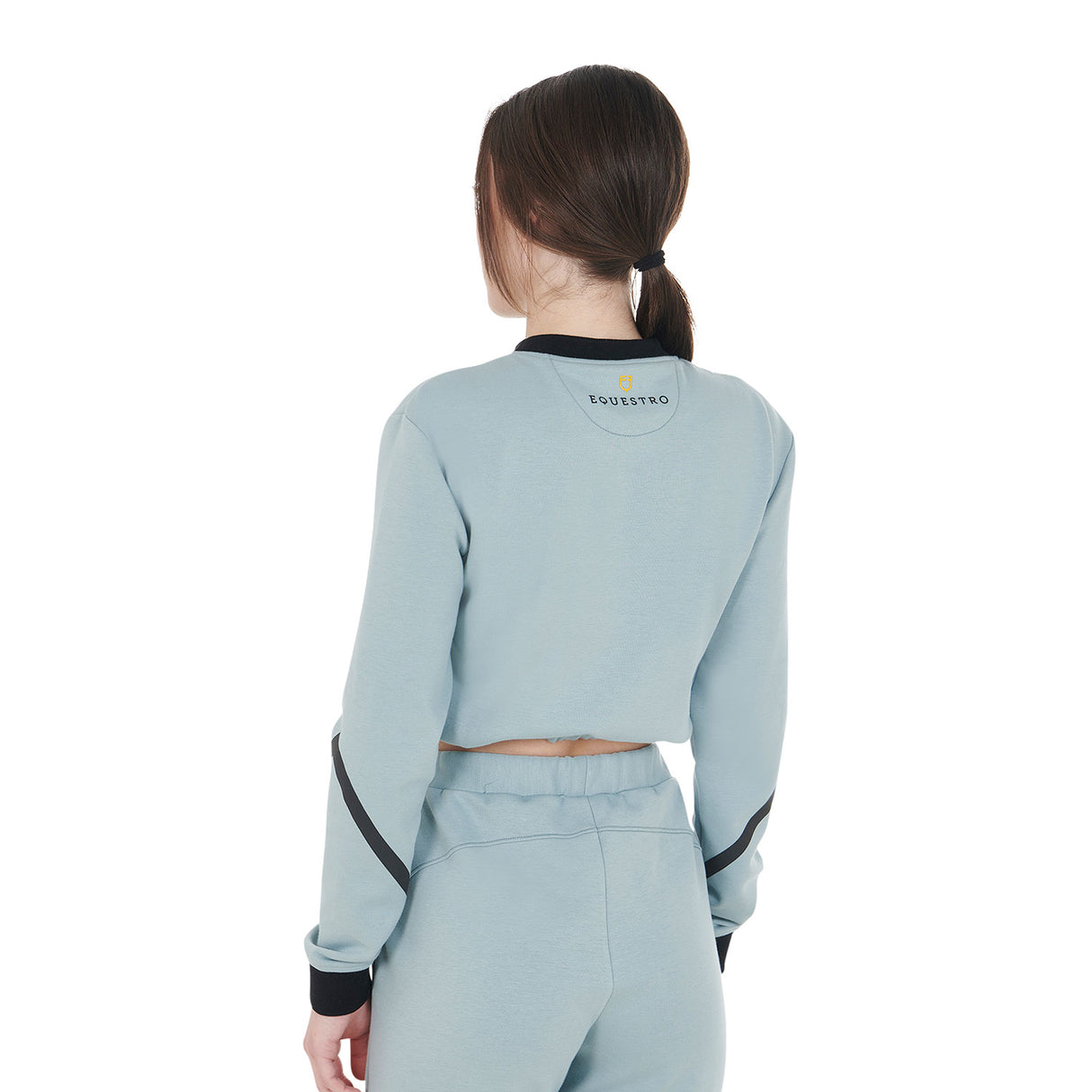 Equestro Women's Cropped Crewneck Sweatshirt #colour_grey