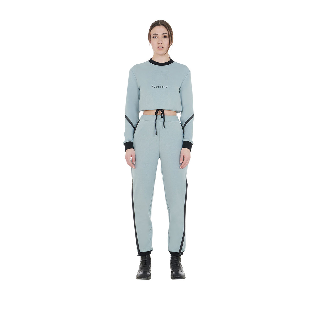 Equestro Women's Cropped Crewneck Sweatshirt #colour_grey