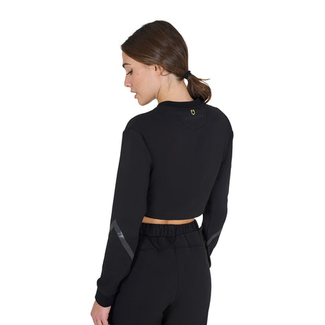Equestro Women's Cropped Crewneck Sweatshirt #colour_black