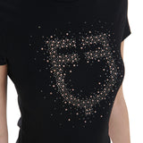 Women's slim fit T-shirt pink rhinestones