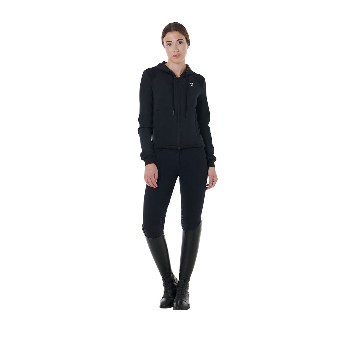 Equestro Women's Cropped Hoodie #colour_black