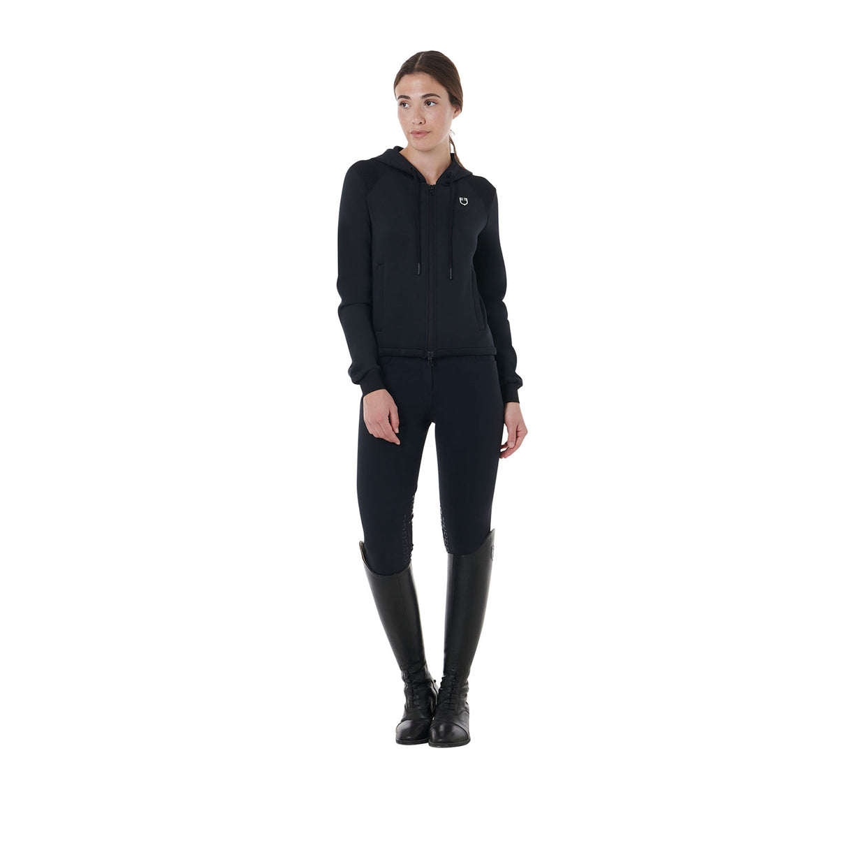 Equestro Women's Cropped Hoodie #colour_black