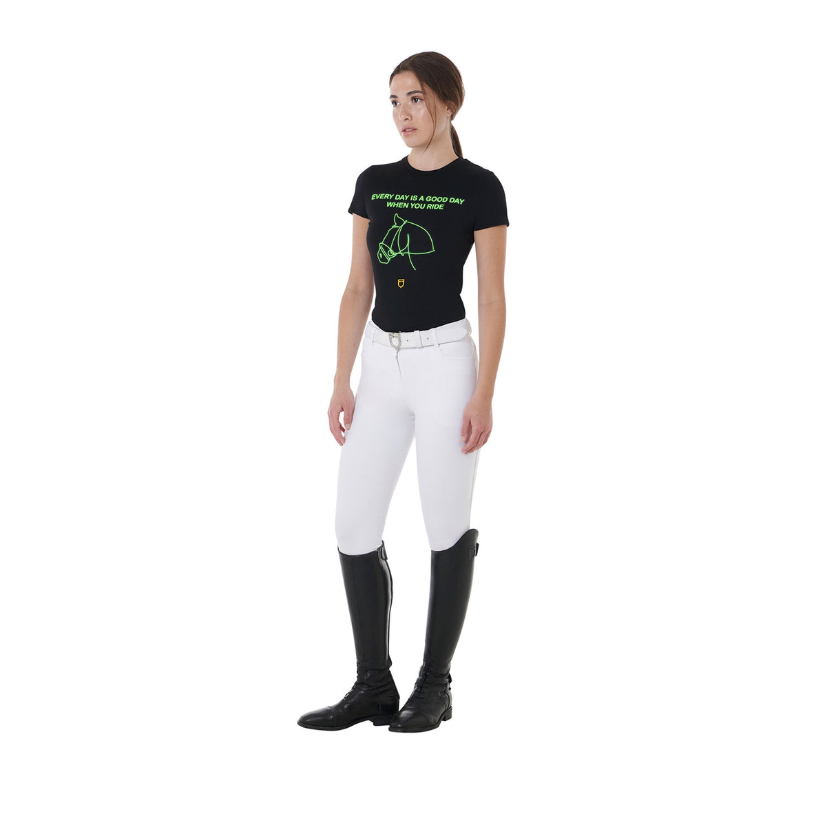 Equestro Women's Slim Fit Cotton T-Shirt Fluorescent Print