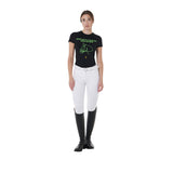 Equestro Women's Slim Fit Cotton T-Shirt Fluorescent Print