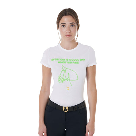 Equestro Women's Slim Fit Cotton T-Shirt Fluorescent Print