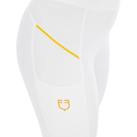 Equestro Women's Slim Fit Leggings with Micro Mesh Inserts #colour_white