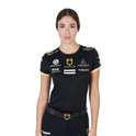 Equestro Women's Technical Fabric Multi Logo T-Shirt #colour_black