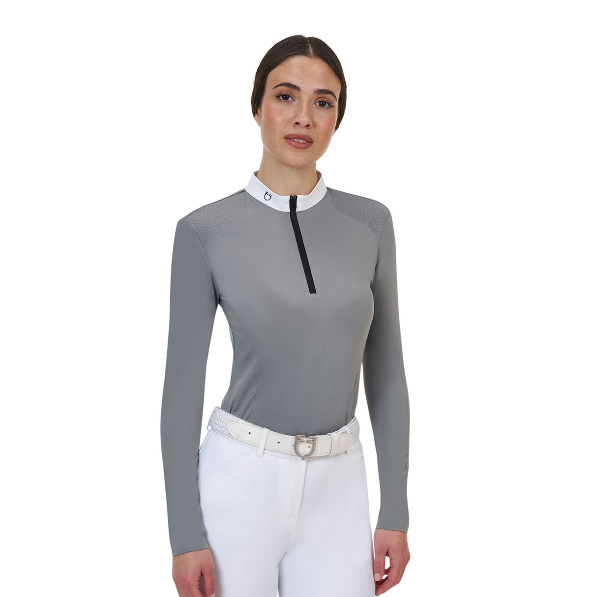 Equestro Ridertechnology women's competition polo shirt long sleeves and zip