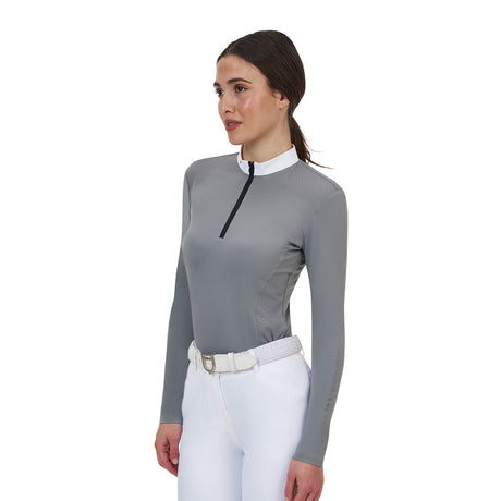 Equestro Ridertechnology women's competition polo shirt long sleeves and zip