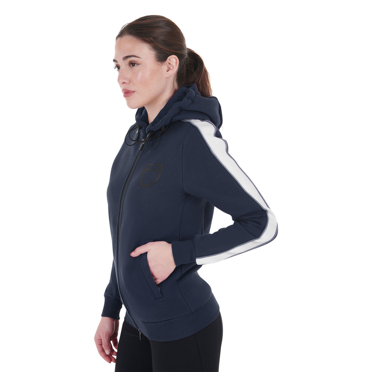 Equestro Women's Hooded Sweatshirt With Front Zip