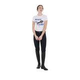 Equestro Women's Slim Fit Cotton T-Shirt Ready To Jump Print #colour_white