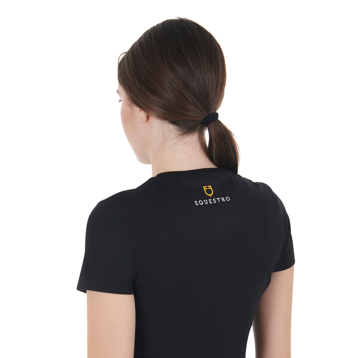 Equestro Women's Slim Fit Cotton T-Shirt Ride More Worry Less Print #colour_black