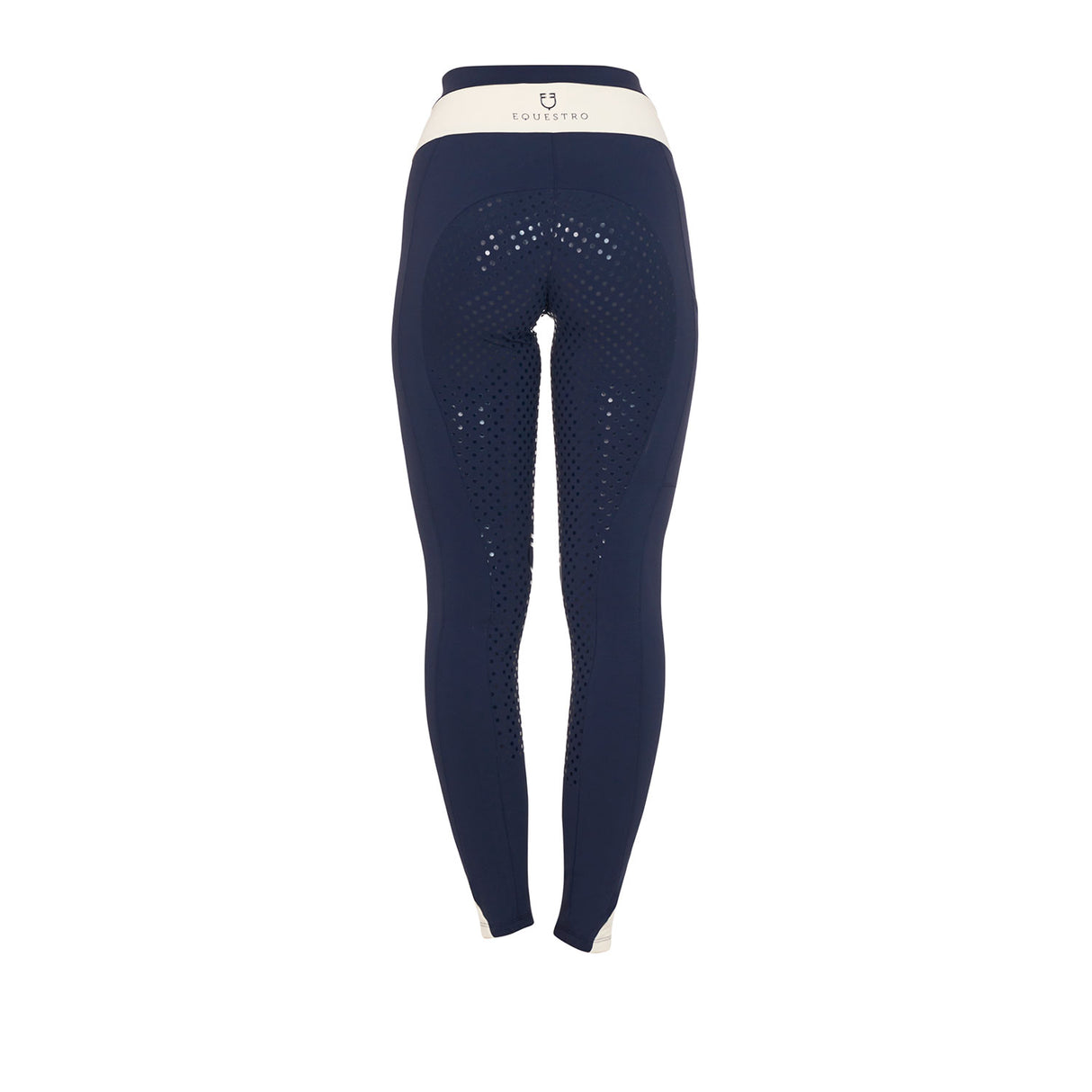 Equestro Women's Full Grip Two-Tone Leggings #colour_blue-white
