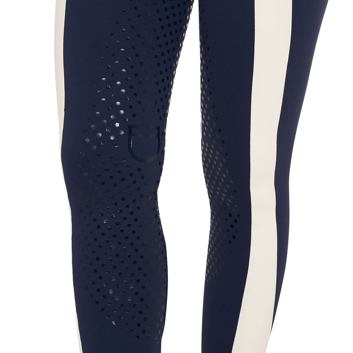 Equestro Women's Full Grip Two-Tone Leggings #colour_blue-white