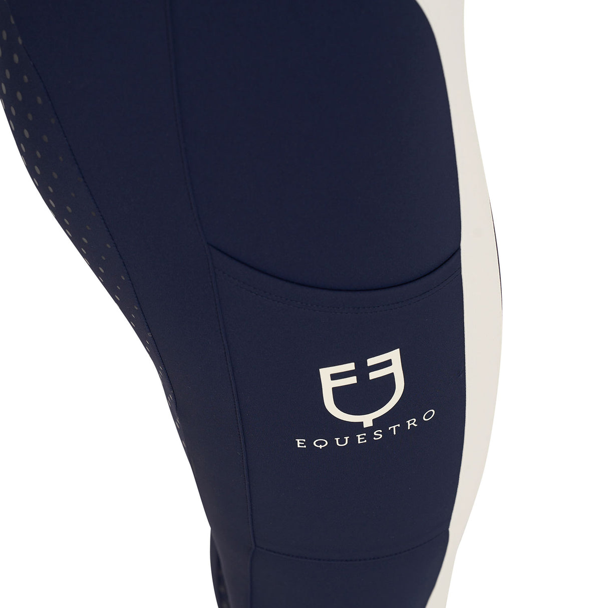 Equestro Women's Full Grip Two-Tone Leggings #colour_blue-white