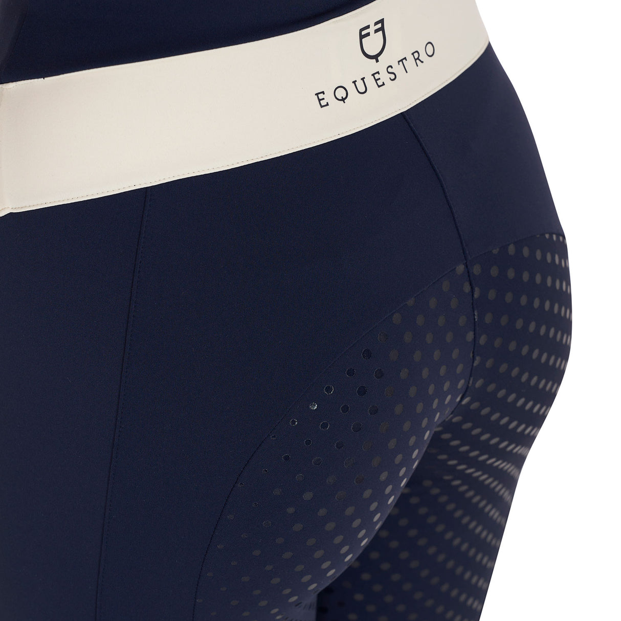Equestro Women's Full Grip Two-Tone Leggings #colour_blue-white