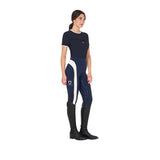 Equestro Women's Full Grip Two-Tone Leggings #colour_blue-white
