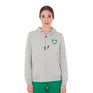 Equestro Women's Hoodie With Zip And Sponge Logo #colour_grey-green
