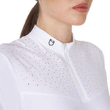Women's long-sleeved competition polo shirt with rhinestones