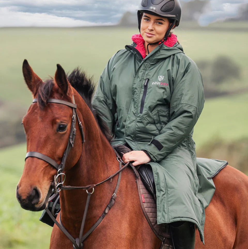 EQUIDRY Children's Thick Fleece Evolution #colour_black-forest-green-peacock-pink