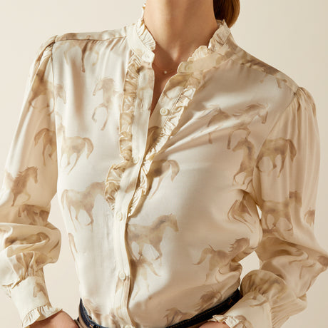 Ariat Women's Cricklade Blouse #colour_watercolor-horse-print