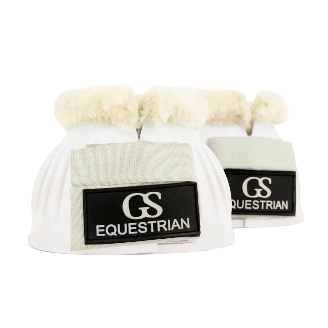 GS Equestrian Fleece Trim Bell Boots  #colour_white