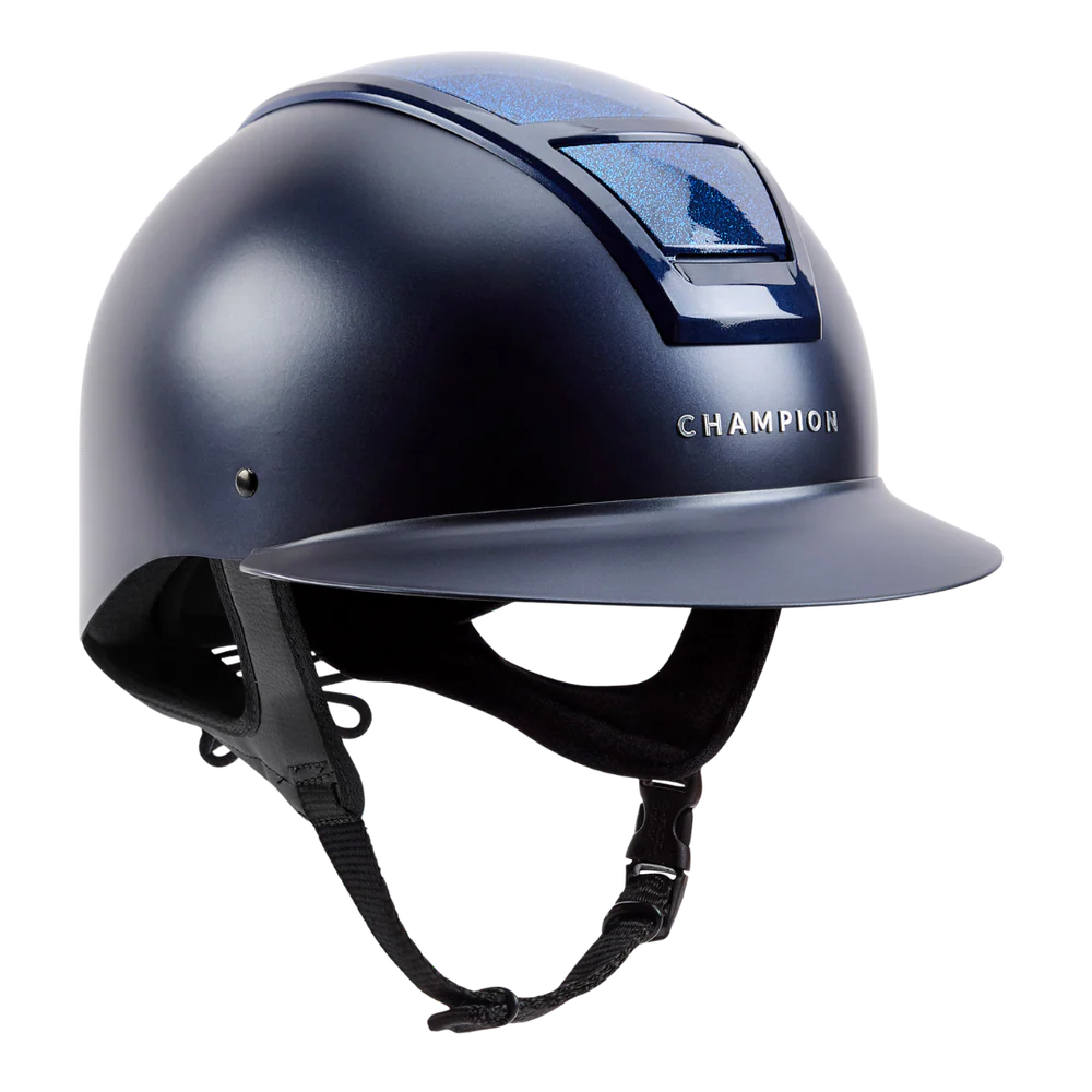 Champion Insight Glitter Oval Wide Peak Riding Hat #colour_matt-navy-sparkle-navy