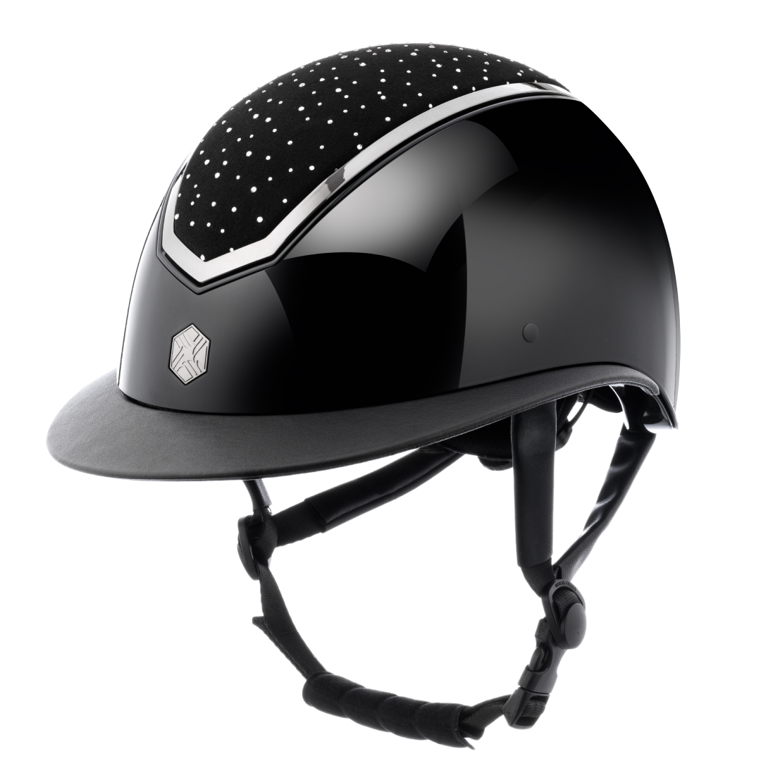 Charles Owen Kylo Crystal Gloss Wide Peak Riding Hat #colour_black-gloss-chrome