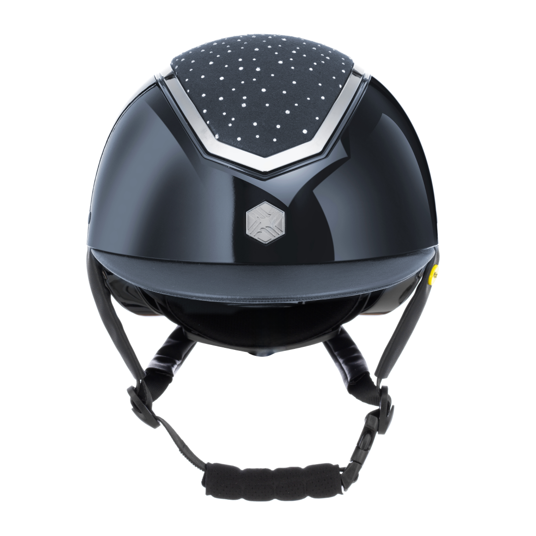 Charles Owen Kylo Crystal Gloss with MIPS Riding Hat #colour_navy-gloss-silver