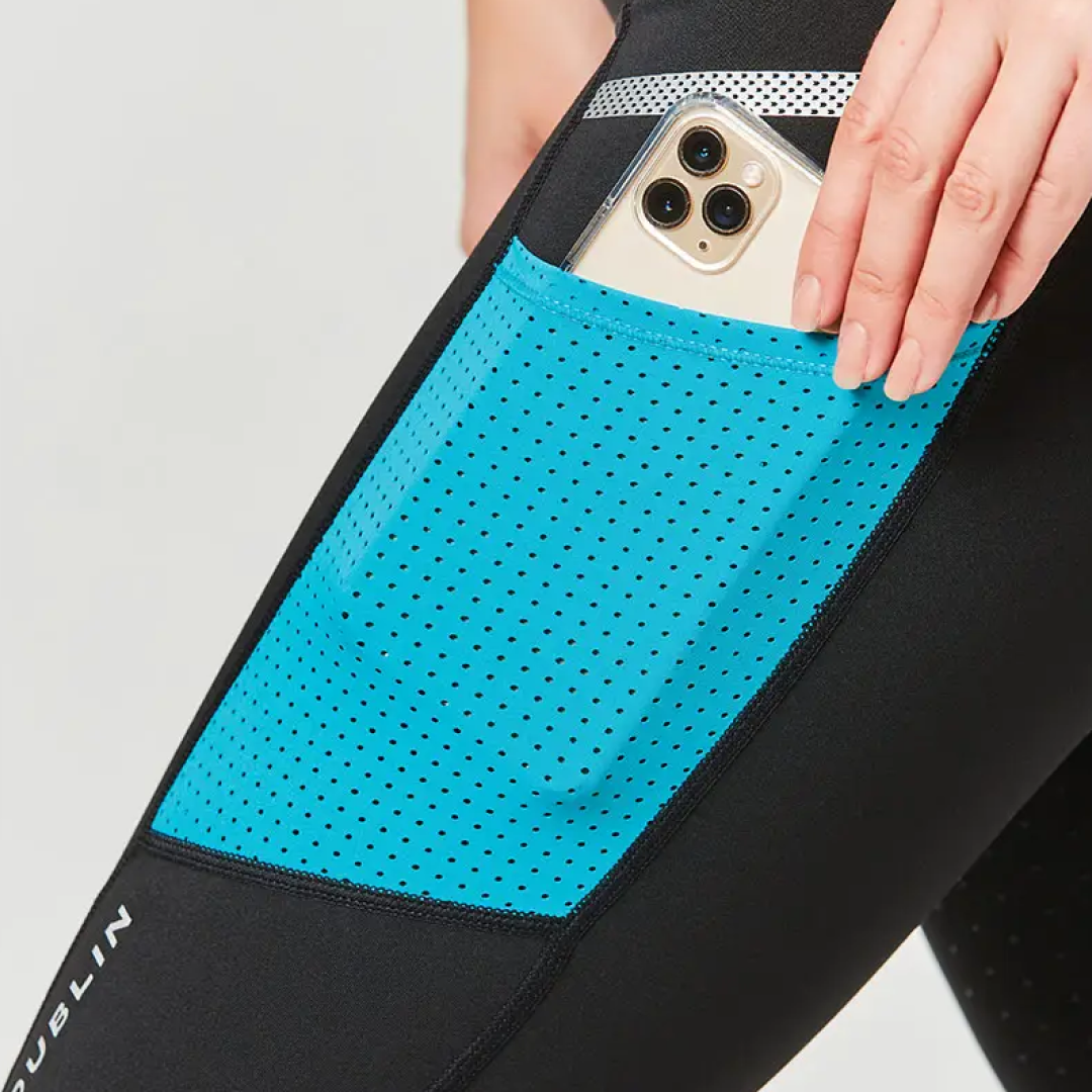 Dublin Power Performance Mid Rise Colour Block Ladies Tights #colour_aqua