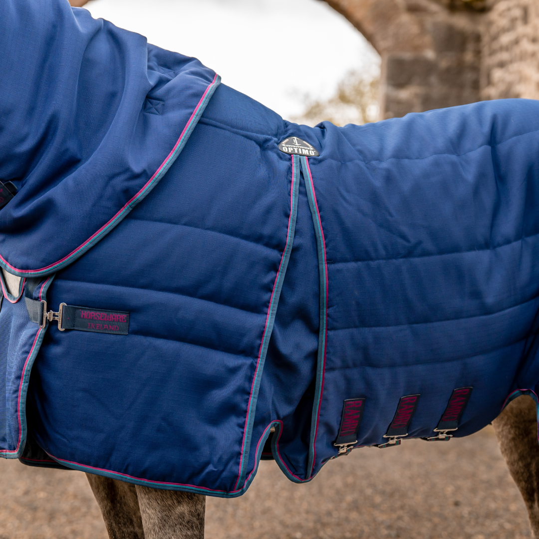 Horseware Ireland Rambo Optimo 200g Plus Stable Rug #colour_navy-burgundy-teal-navy