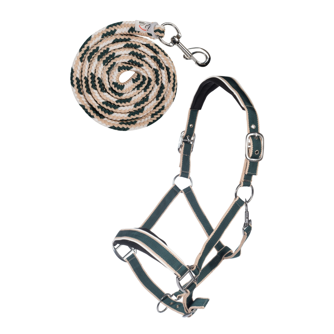 HKM Head Collar Set With Snap Hook -Kopenhagen- #colour_deep-green
