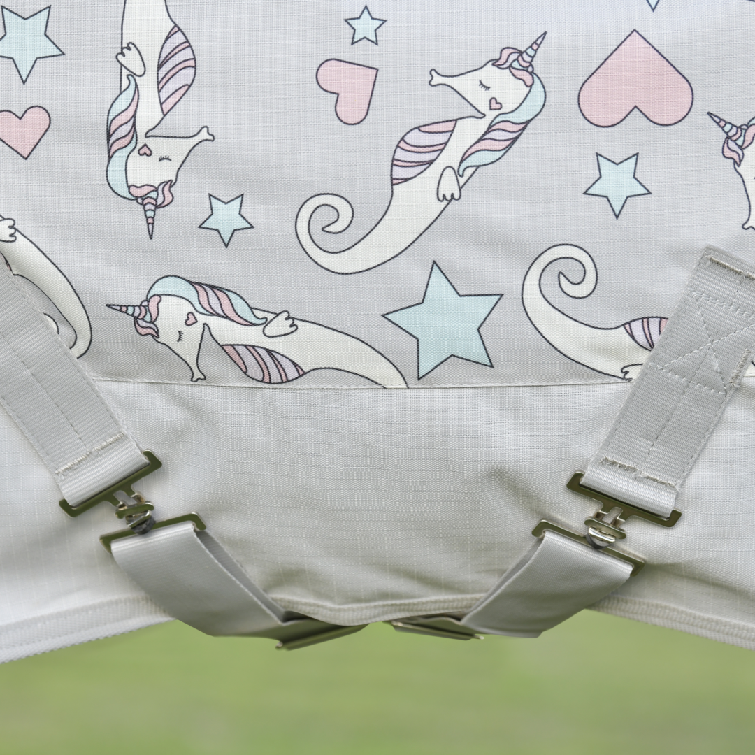 Saxon 600D Pony Standard Neck Lite #colour_sea-unicorn-print