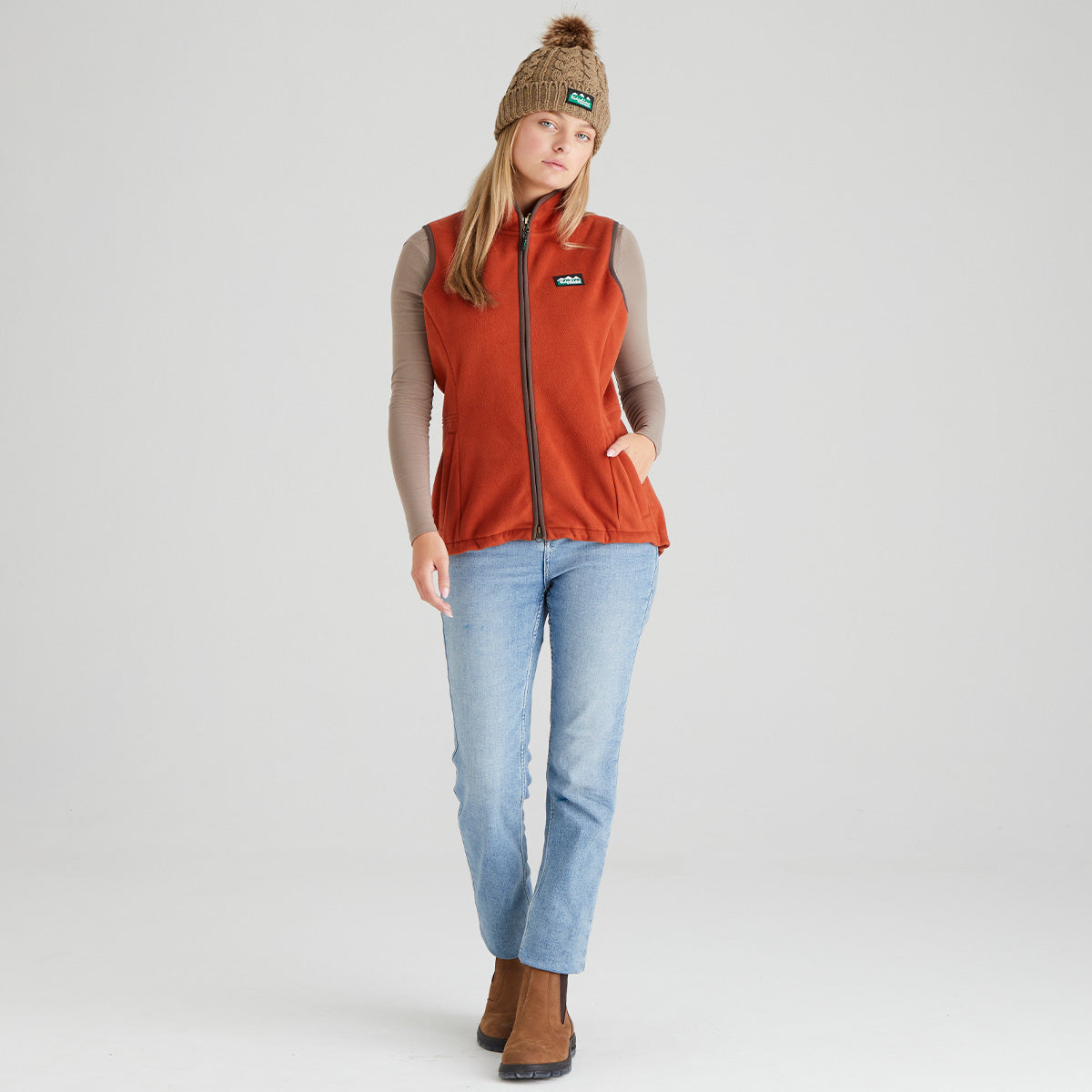 Ridgeline Nordic Fleck Bobble Hat #colour_teak