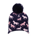 Hy Equestrian Flaine Children's Bobble Hat #colour_navy-pink