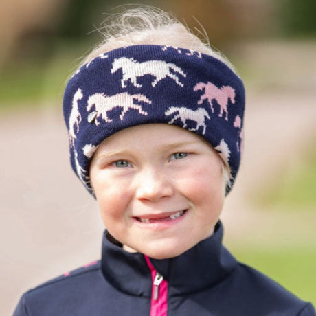 Hy Equestrian Flaine Children's Headband #colour_navy-pink