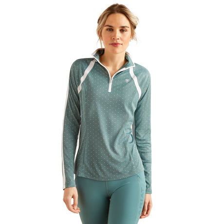 Ariat Women's Sunstopper 3.0 1/4 Zip Baselayer #colour_north-atlantic-dot